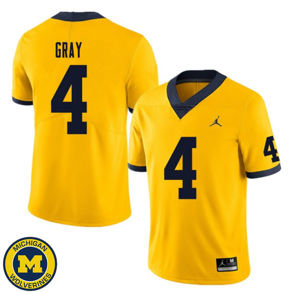 Mens Michigan Wolverines #4 Vincent Gray Yellow Replica Jersey